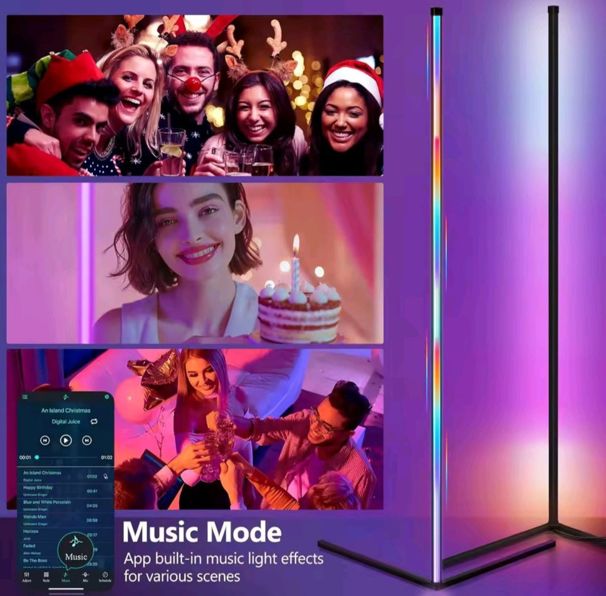 Smart RGB Dream Color Floor Lamp LED Soft Eye Protection Dimmable APP Control Mood Lamp Living Room Bedroom Clubs Decor