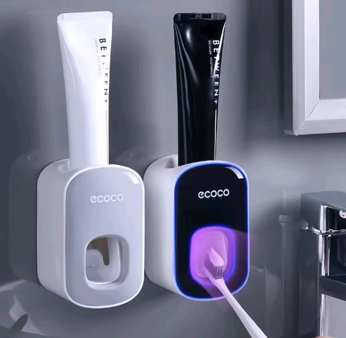 Automatic Toothpaste Dispenser Squeezers Toothpaste Tooth Dustproof Toothbrush Holder Wall Mount Stand Bathroom
